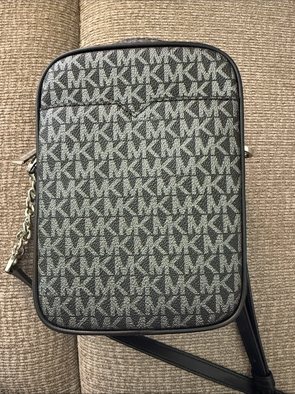 Michael Kors Black Logo Belt Bag with Silver Hardware